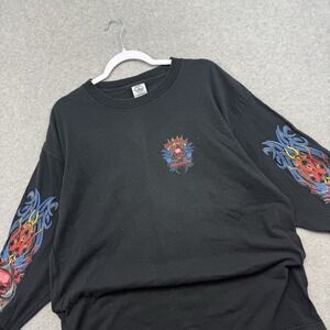 Vintage y2k Shirt Bike Rally Flames Skull Long Sleeve Hit 2005 Tribal Men's XL
